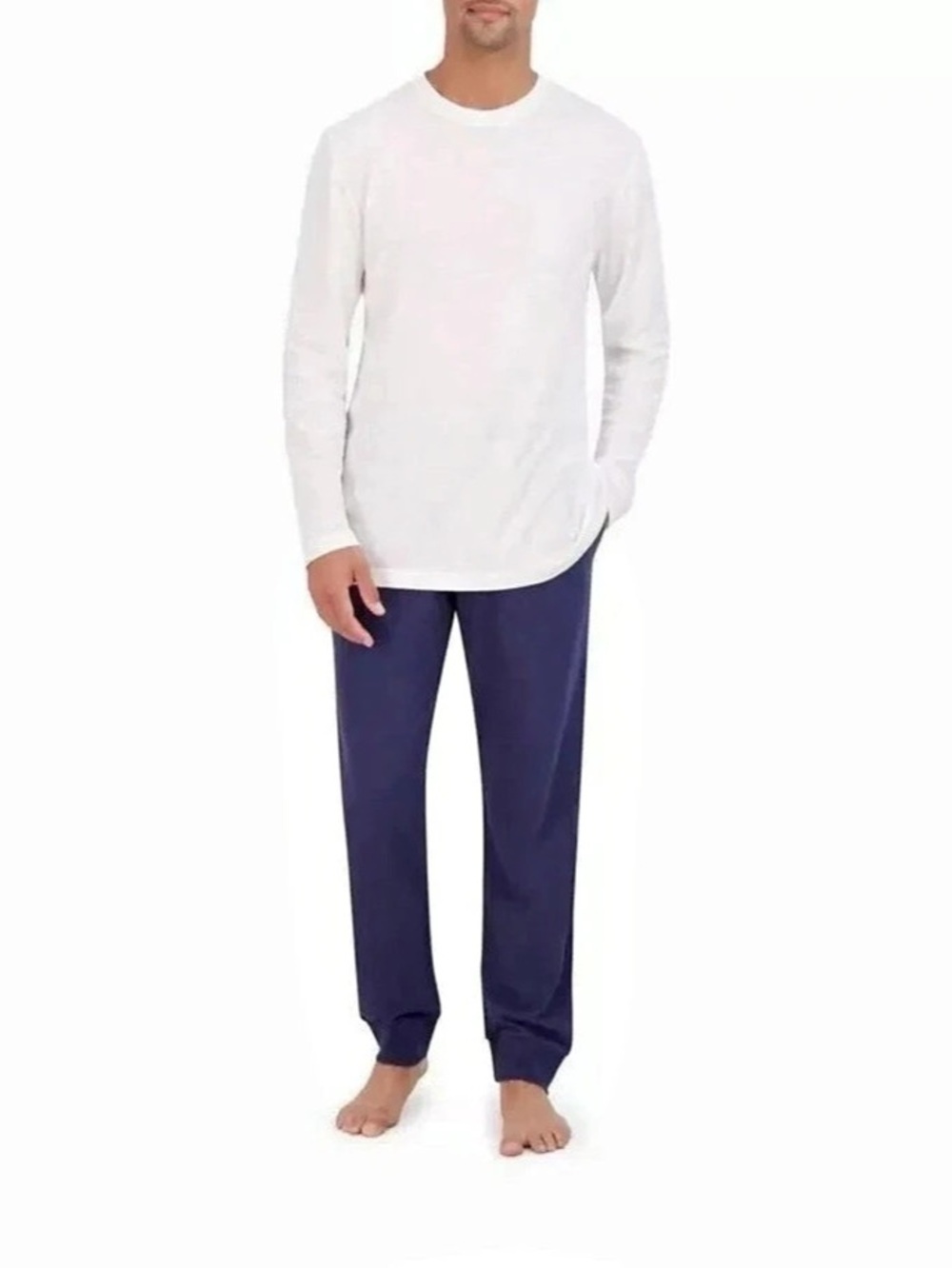 Hanes Men’s Small Two-Piece Pajamas 19Sleep Set in White & Blue Size Small NWT